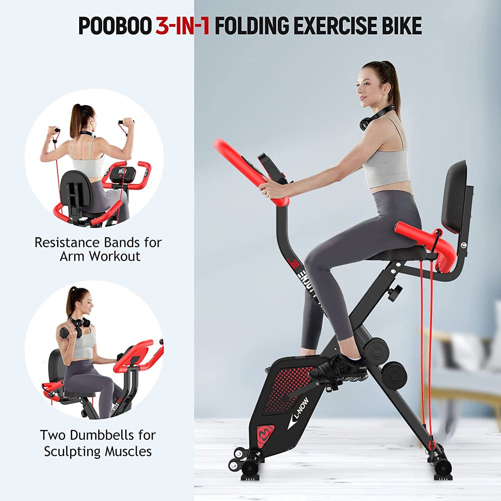 3In1 Foldable Exercise Bike Indoor Cycling Bike Magnetic Stationary Bike Fitness Gym Workout 300Lb