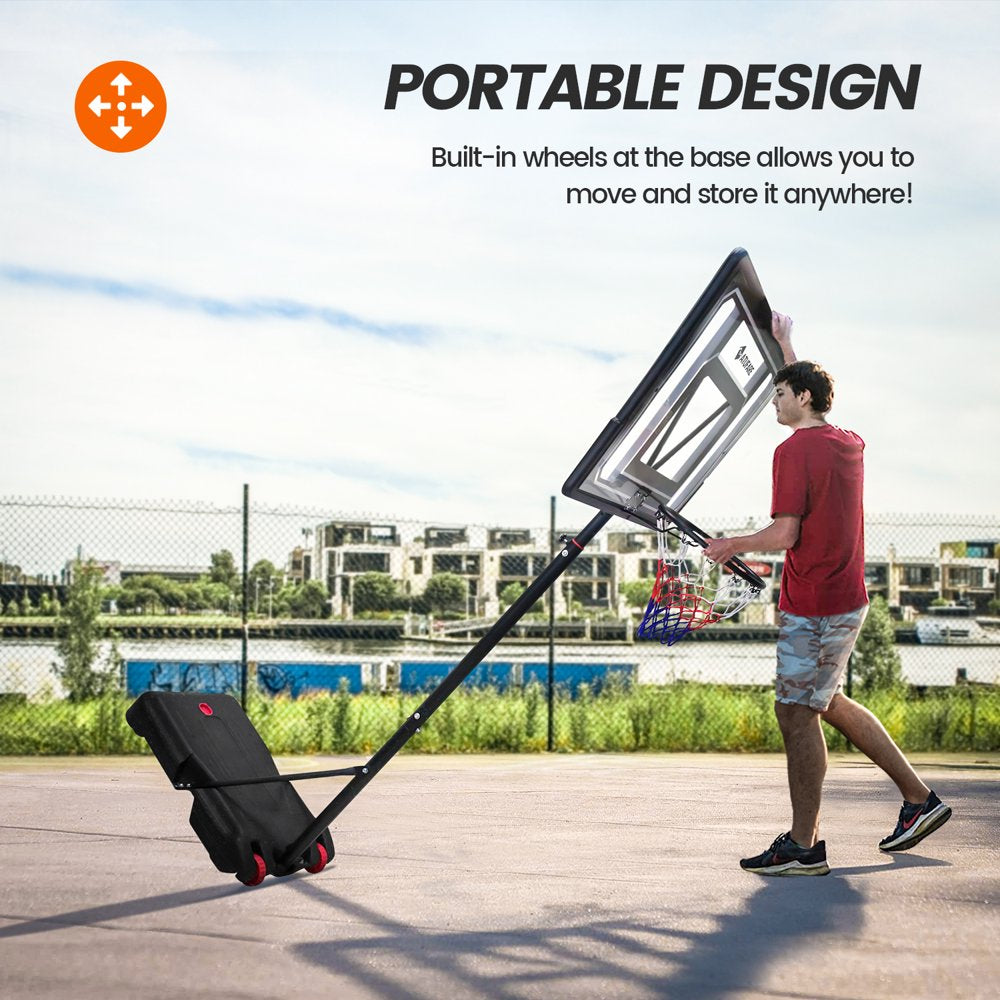 VIRNAZ 33 In. Portable Basketball Hoop & Goal for Outdoor Indoor Court 5 - 7 ft Height Adjustable