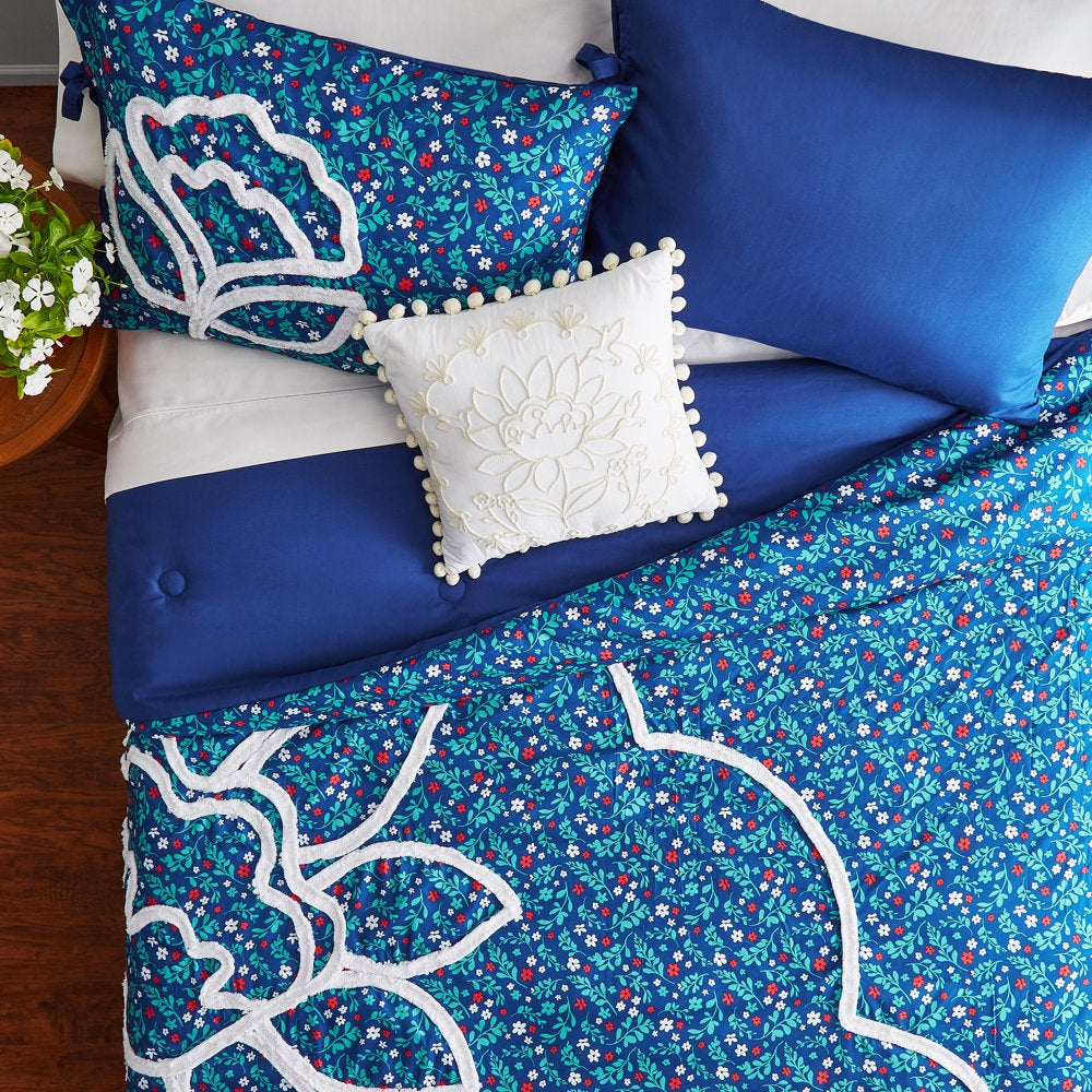 The Pioneer Woman White Cotton Eyelet 4-Piece Comforter Set, Full / Queen