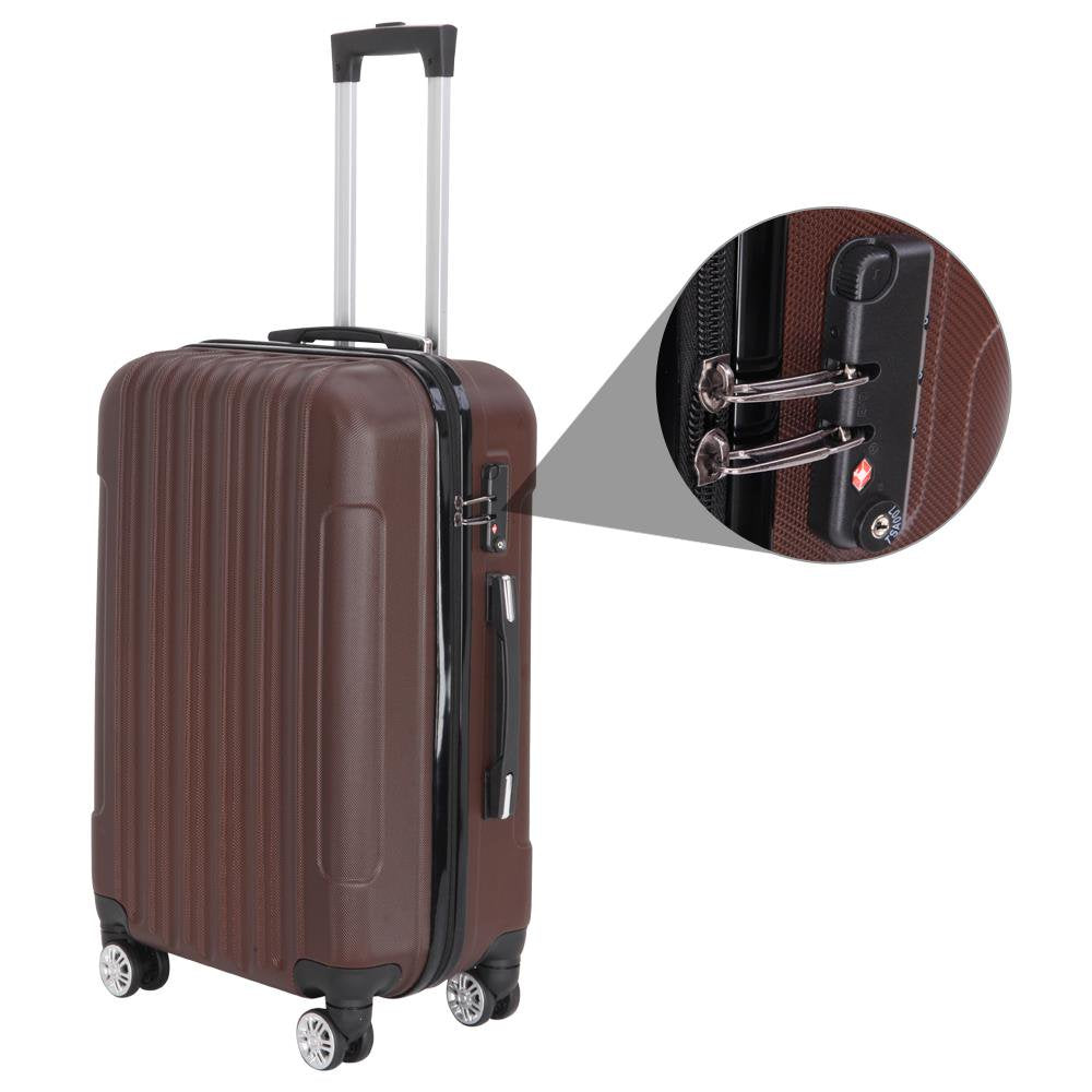 Zimtown 3-Piece Nested Spinner Suitcase Luggage Set with TSA Lock, Brown Carry-On Luggage 11.81 in