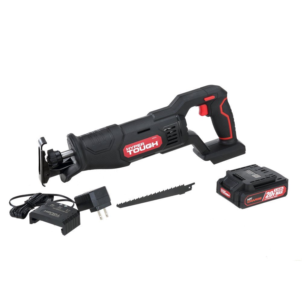 20V Max Lithium-ion Cordless Reciprocating Saw, Variable Speed, Keyless Blade Change, with 1.5Ah Lithium-Ion Battery and Charger, Wood Blade and LED Light