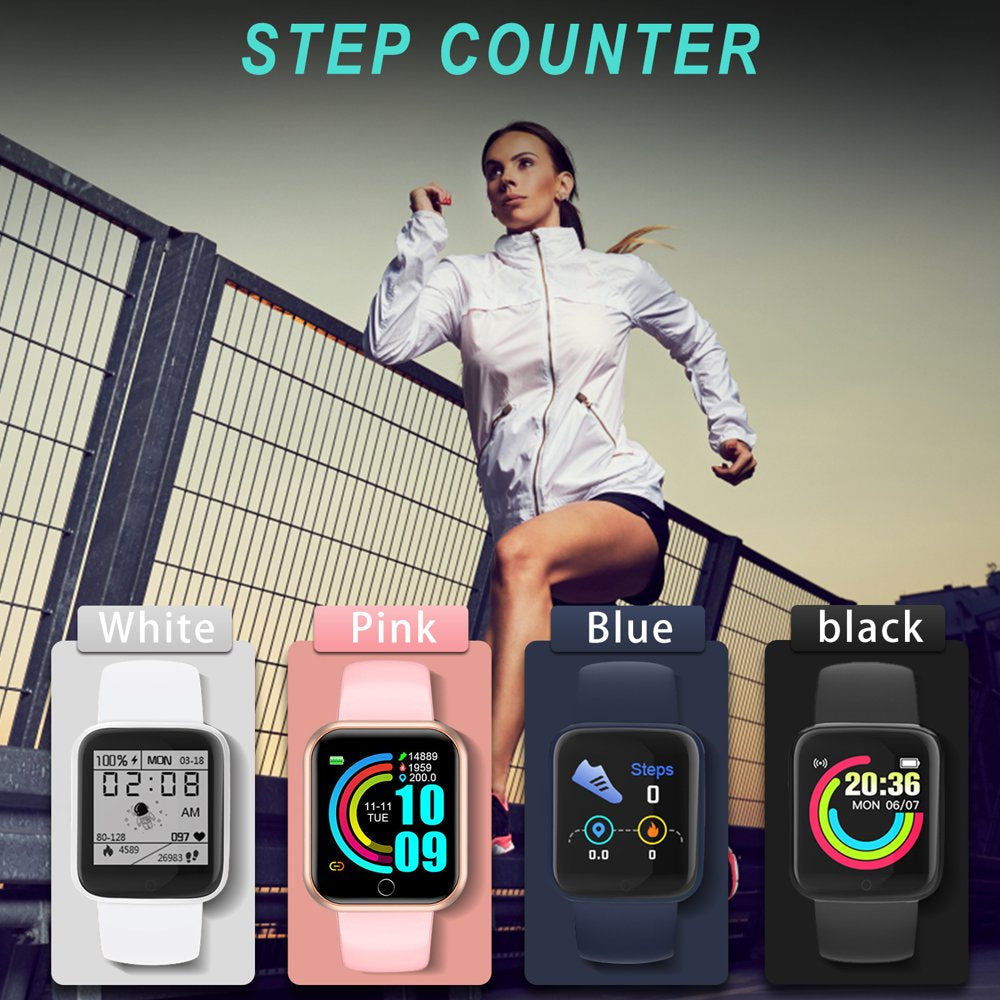 Smart Watch Sport Fitness Pedometer Tracker Blood Pressure Heart Rate D20 for Men Women Kids Smart Watches - Blue