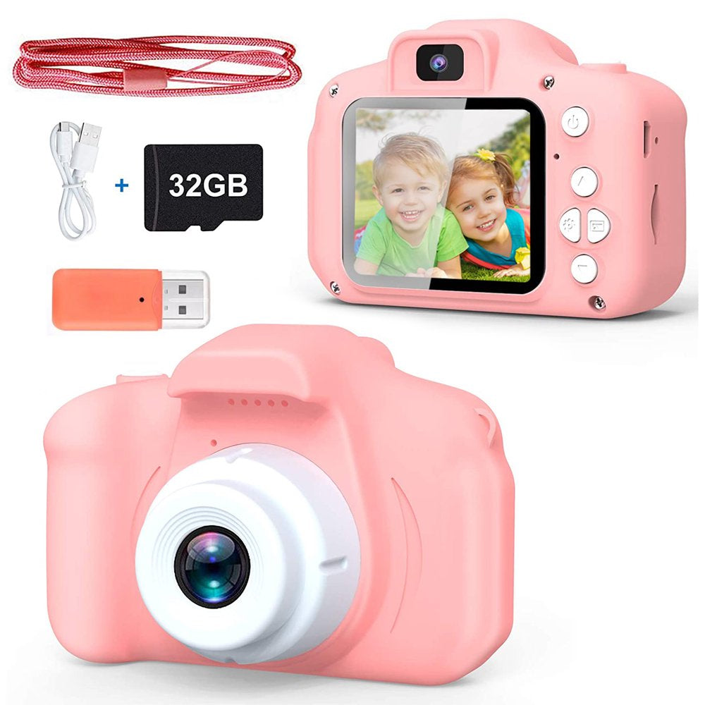 PayUSD Kids Selfie Camera for Kids 1080HD 20MP Digital Camera for Boys Toddler Girl Toys, Christmas Birthday Gift for Age 3 4 5 6 7 8 9 10 Year Old with 32GB SD Card, Pink