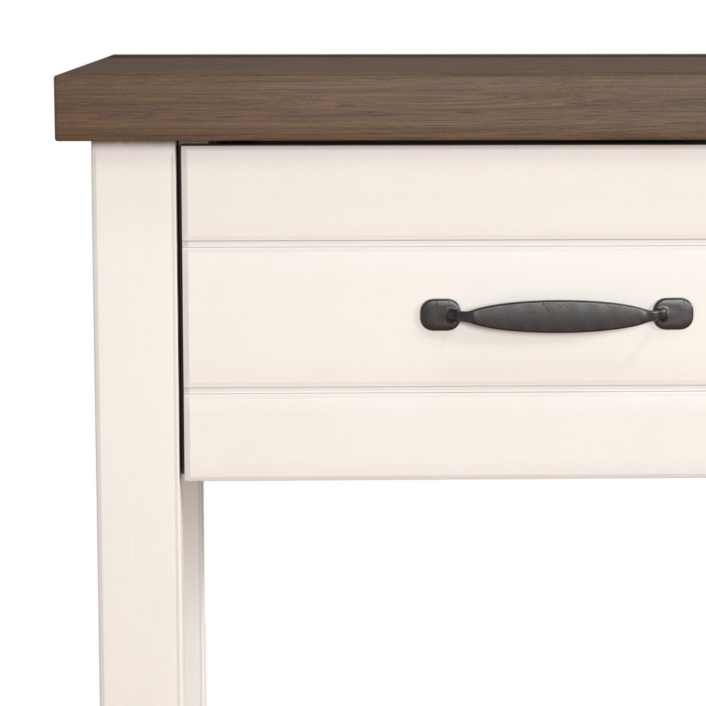 Hillsdale Lancaster Farmhouse Oak Top 1 Drawer Nightstand, Set of 2, Ivory