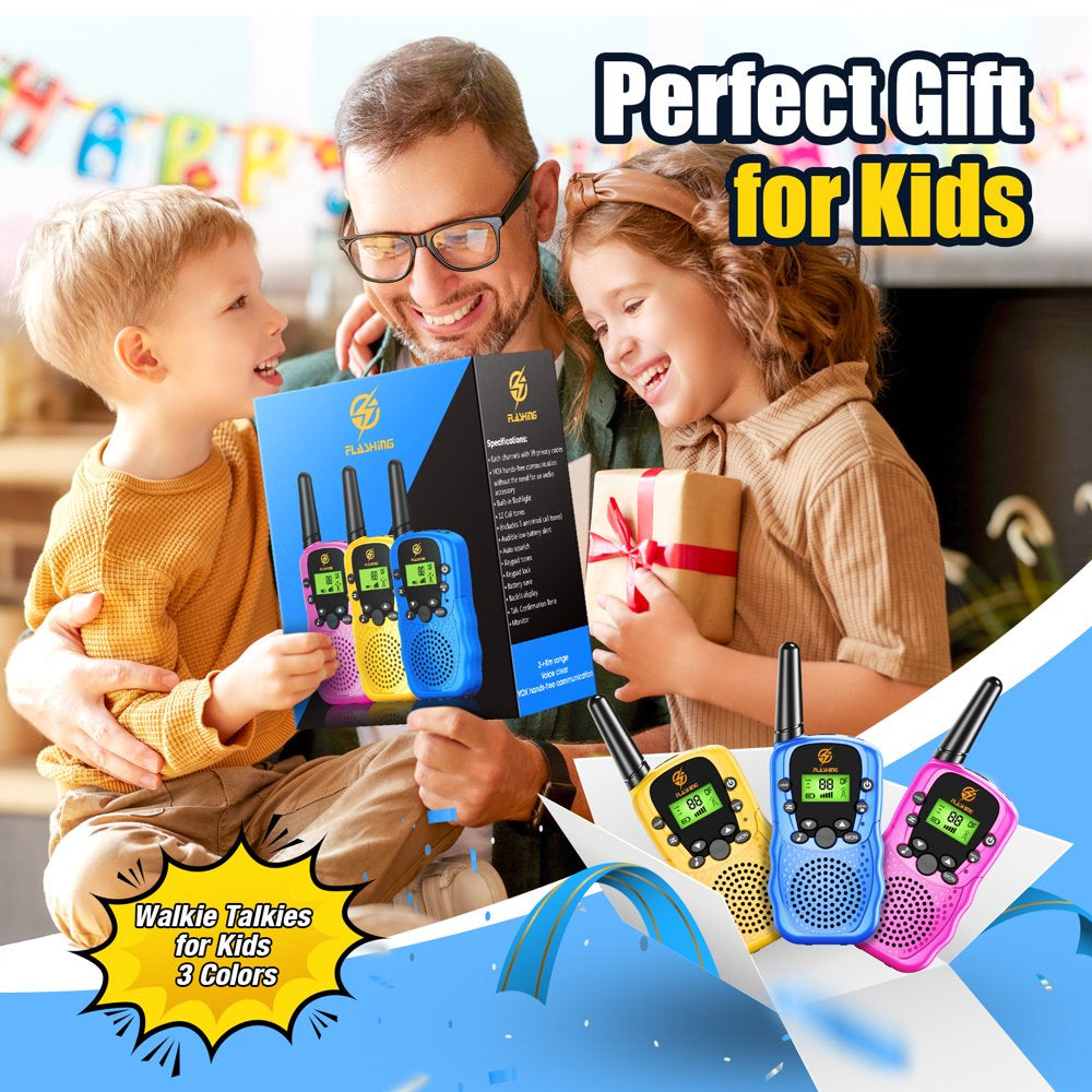 Kids Walkie Talkies 3 Packs, 2 Way Radio, 3 KM Long Range, Clear Sound 22 Channels Toy for Boys Girls 3-12 Years Old Best Gift