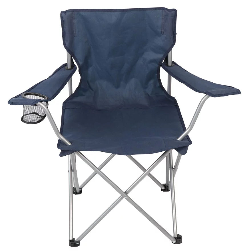  Basic Quad Folding Camp Chair with Cup Holder, Blue, Adult use