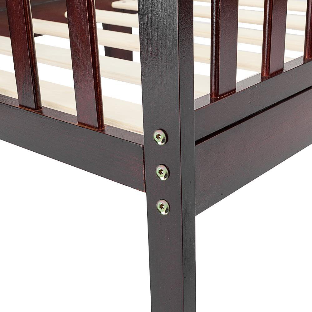 Ktaxon Baby Toddler Bed Solid Wood Bedroom Furniture with Safety Rails Espresso