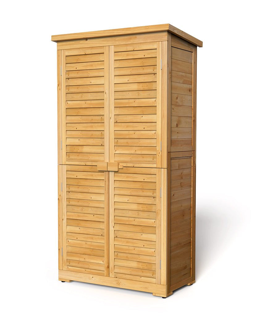 Aiho 63.2" Outdoor Storage Cabinet with Double Lockable Doors and 3 Removable Shelves - Natural