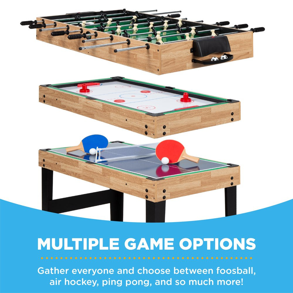 Best Choice Products 2x4ft 10-in-1 Combo Game Table Set w/ Hockey, Foosball, Pool, Shuffleboard, Ping Pong - Natural