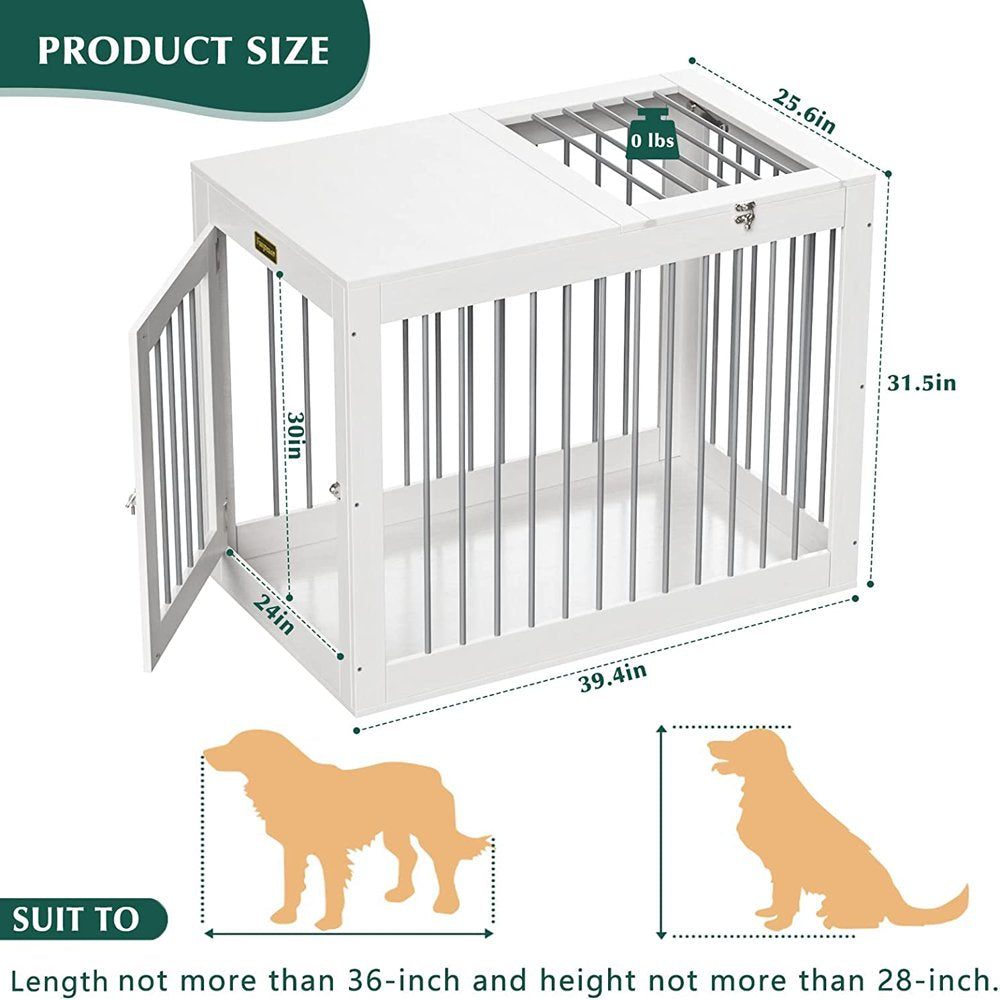 Furpezoo Dog Crate, Large Dog Crate Furniture Wood Two Door Dog Cage, 40"L