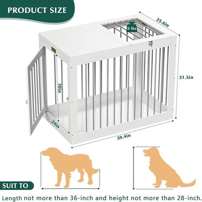 Furpezoo Dog Crate, Large Dog Crate Furniture Wood Two Door Dog Cage, 40"L