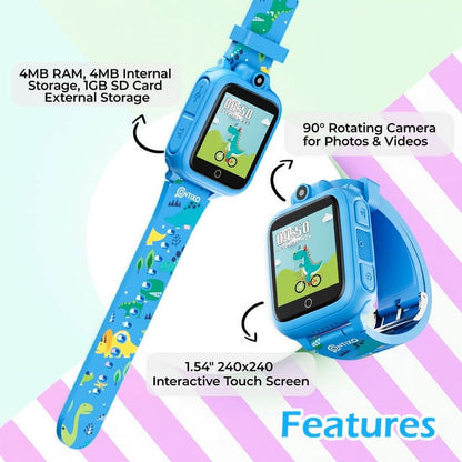 Contixo Smart Watch for Kids, Aged 3-12 Years old - HD Touch Screen with Camera and Games - Blue