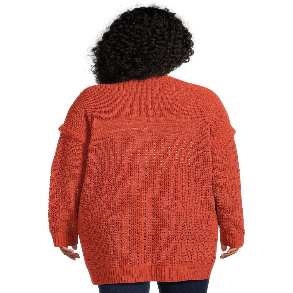  Women'S plus Size Open Front Chenille Cardigan Sweater