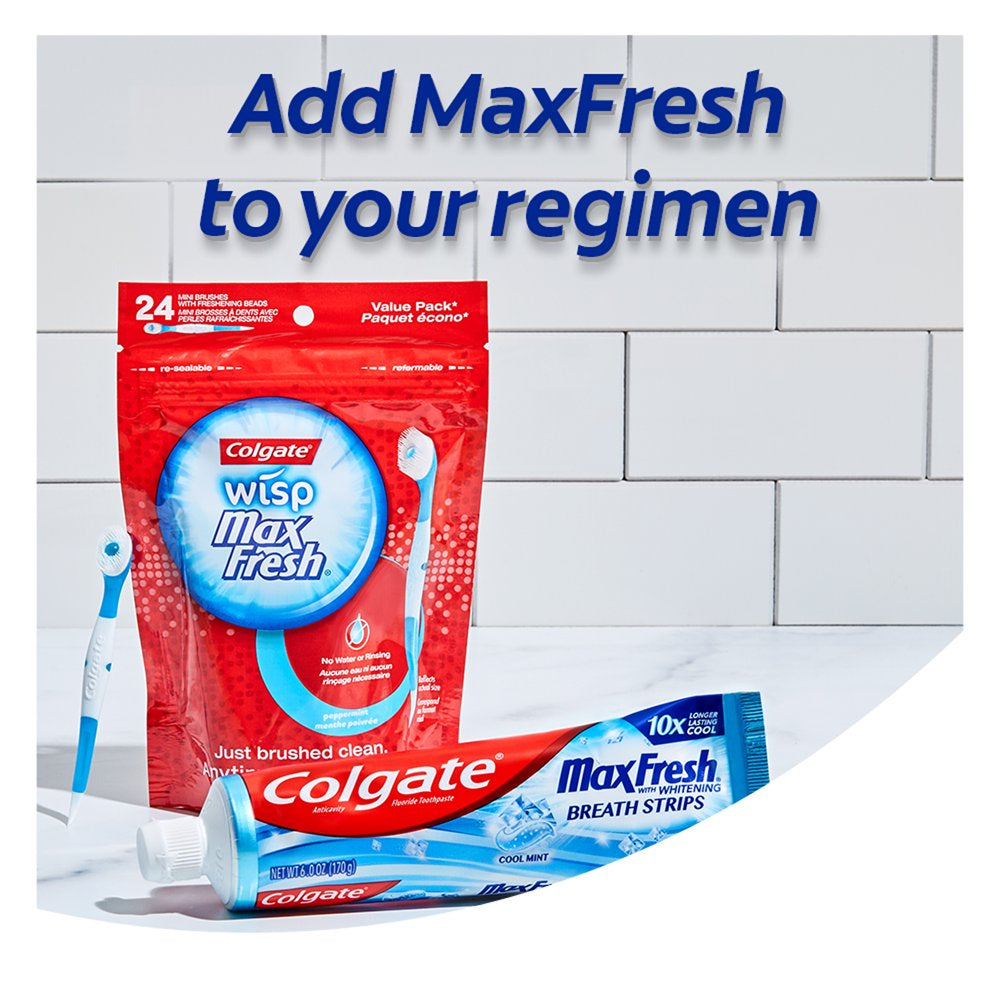 Colgate Max Fresh Toothpaste, Mini Breath Strips, Clean Mint, 3 Pack, 6.3 oz