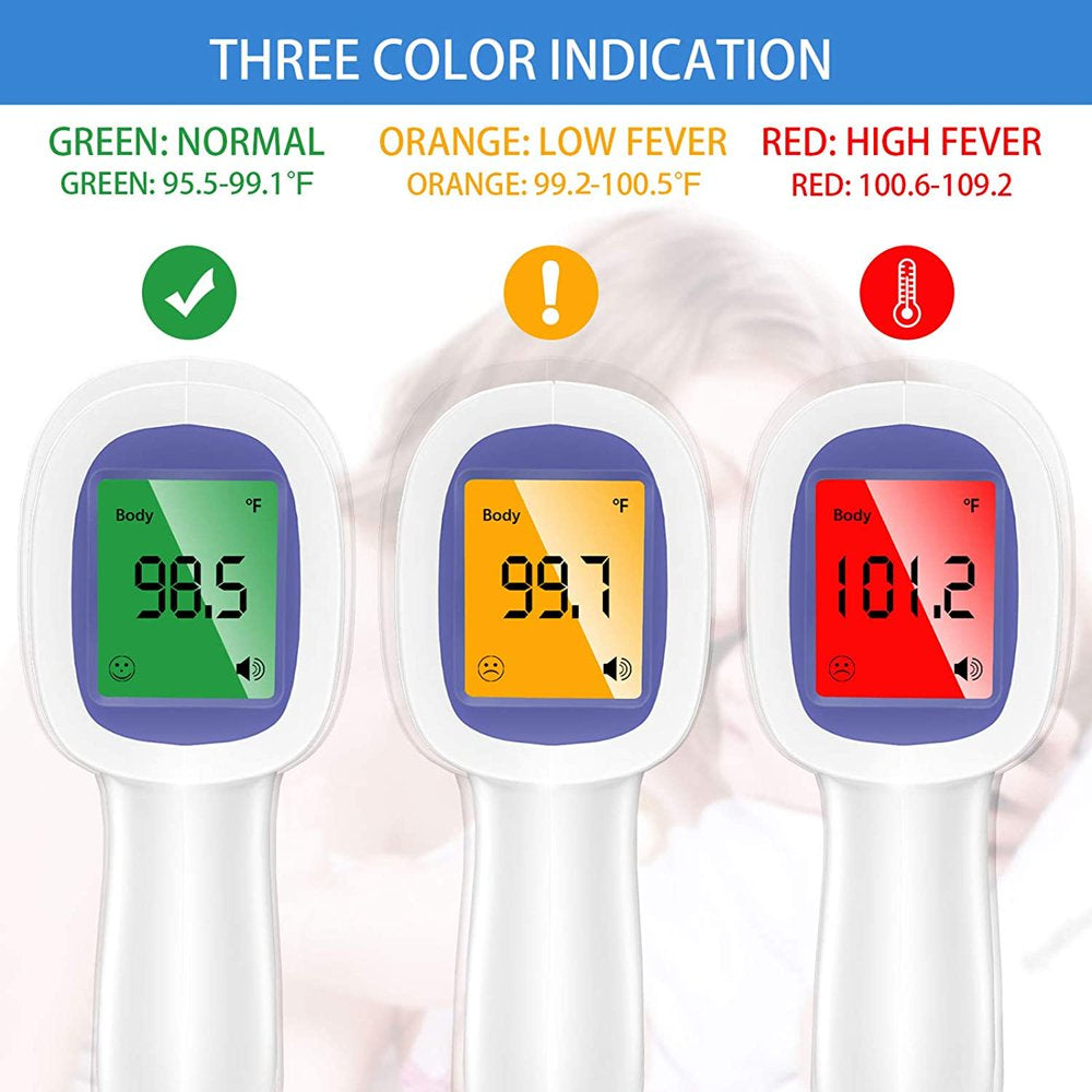 LPOW Infrared Digital Body Thermometer, 3 Colors Backlight, 50 Memories Recall,  All Ages