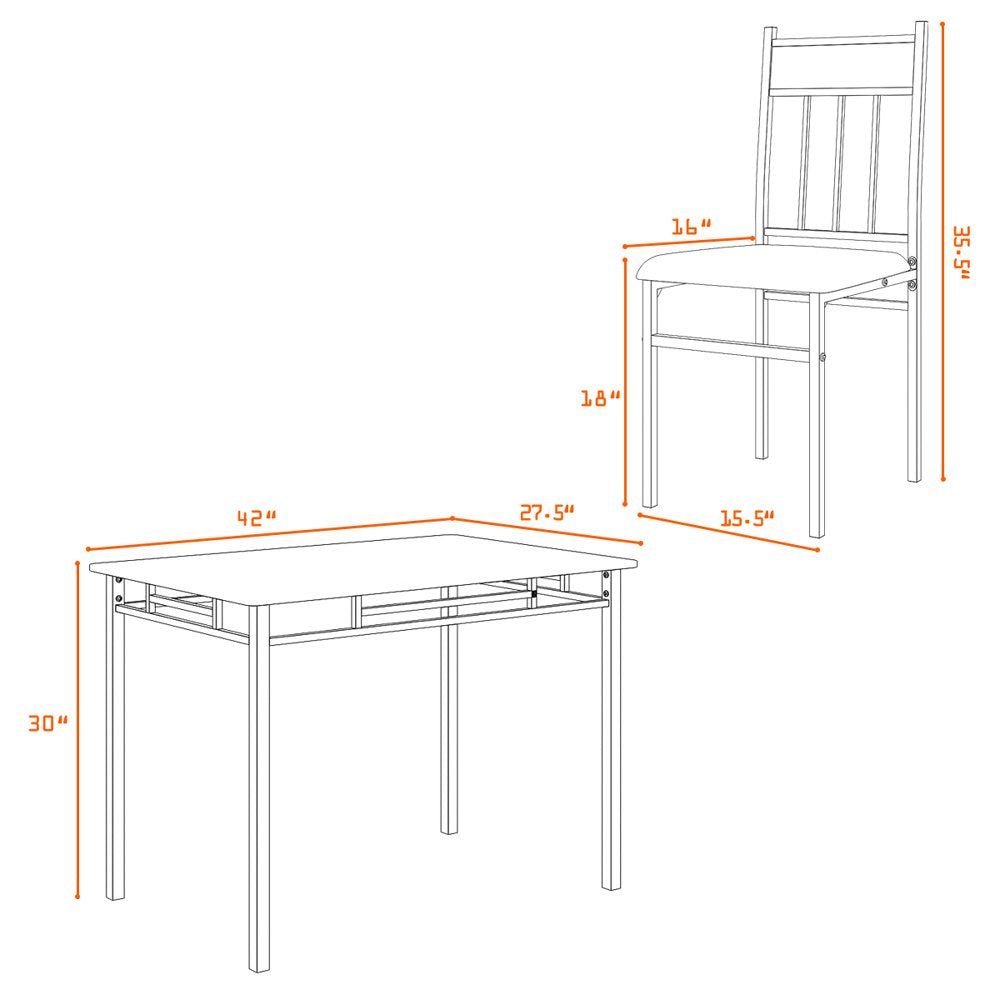 Costway 5 Piece Faux Marble Dining Set Table and 4 Chairs Kitchen Breakfast Furniture Grey