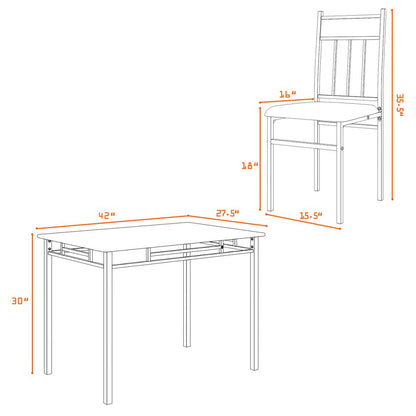 Costway 5 Piece Faux Marble Dining Set Table and 4 Chairs Kitchen Breakfast Furniture Grey