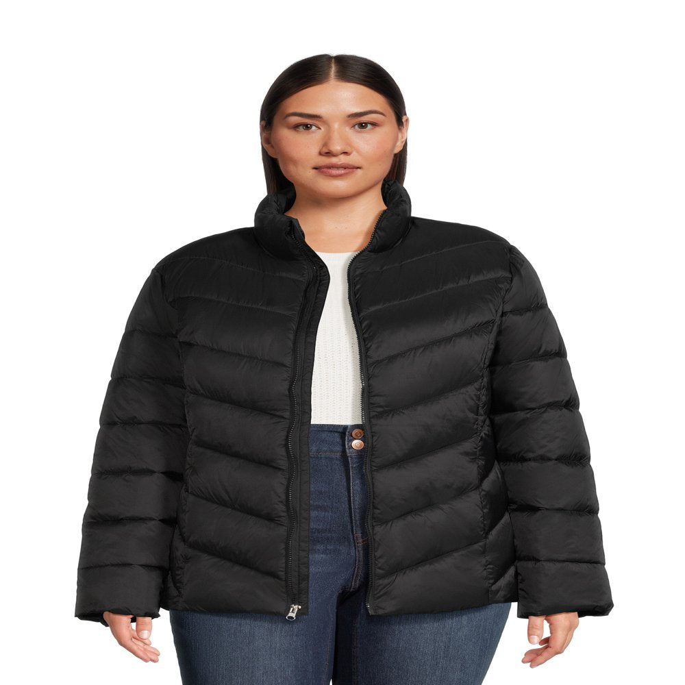 Time and Tru Women's Chevron Midweight Puffer Jacket, Sizes XS-3X