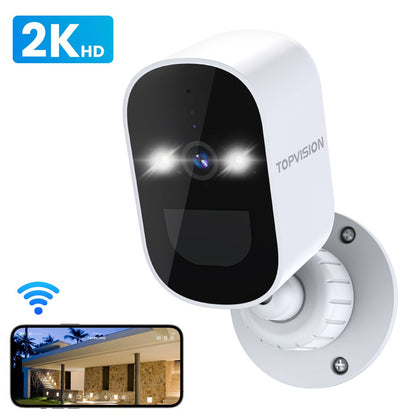 TOPVISION Wireless Security Cameras Outdoor with Spotlight, 4MP WiFi Cameras for Home Security System, Surveillance Camera with Color Night Vision, IP65 Weatherproof, 2-Way Talk, PIR Motion Detection