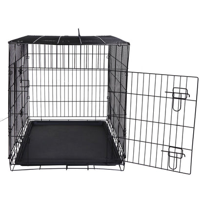 HomGarden 36 Foldable Dog Crate Steel Pet Kennel Double Door Medium Dog Cage