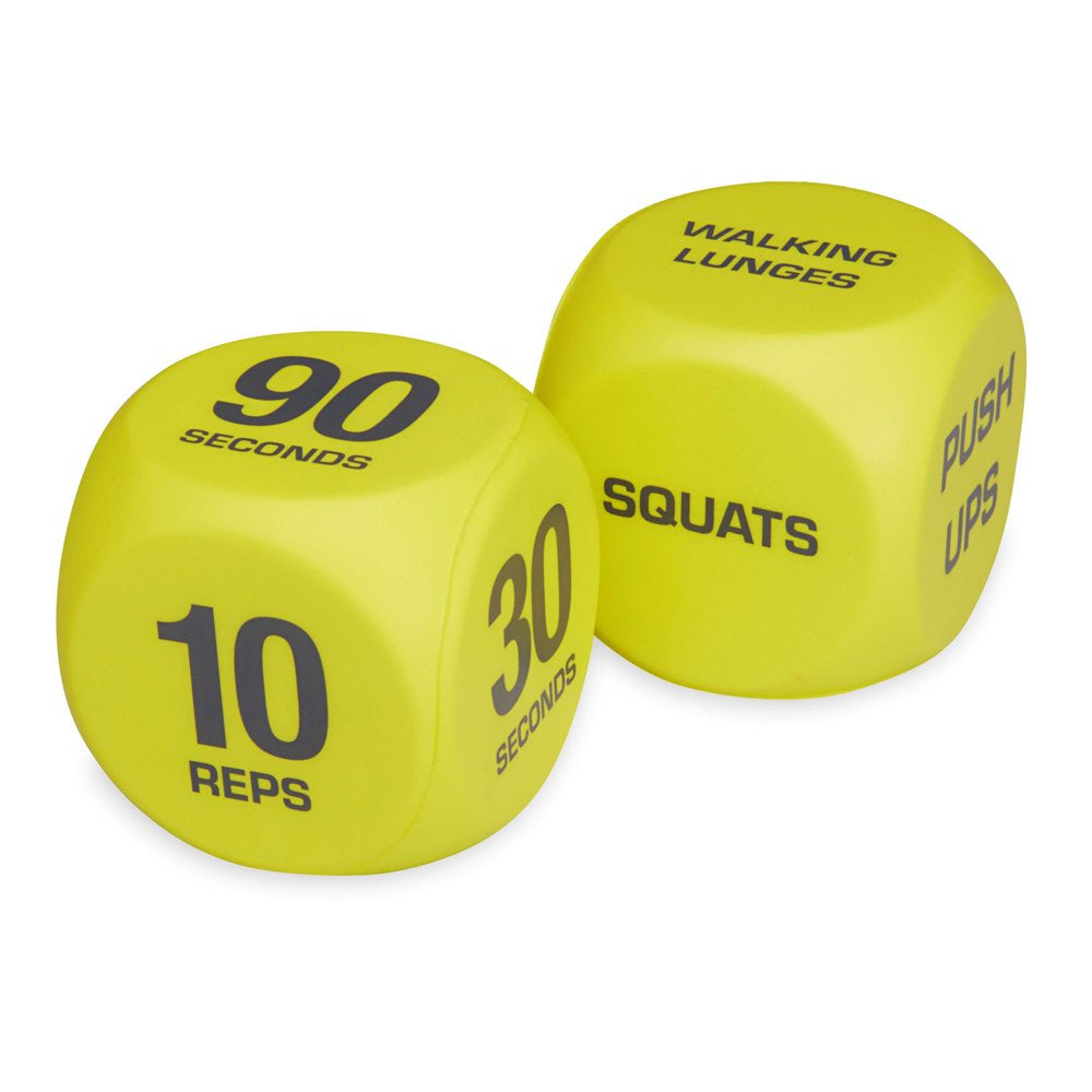 Exercise Workout Dice, 6-Sided, Foam, 2 Pack, Yellow