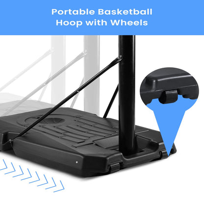 Portable Basketball Hoop Goal Basketball Hoop System Height Adjustable 7 ft. 6 in. - 10 ft. with 44 inch Indoor Outdoor PVC Backboard Material