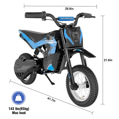 HOVERMAX H12M 24V Electric Dirt Bike, 300W Electric Motorcycle 12.5MPH Max Speed, Ride On Toys motocross for Kids Teens, Blue