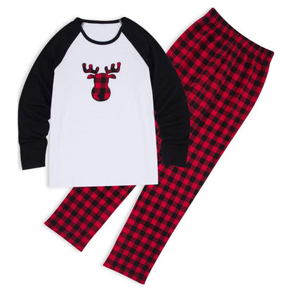 PatPat Christmas Plaid Deer Family Matching Pajamas Sets,Flame Resistant,2-piece,Unisex