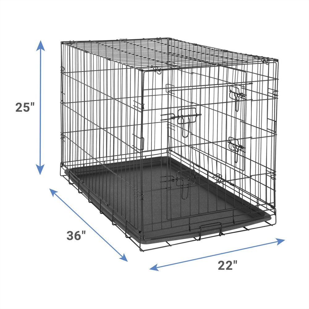 Paws & Pals Heavy Duty Foldable Double Door Dog Crate with Divider and Removable Tray (36-inch) (Medium)