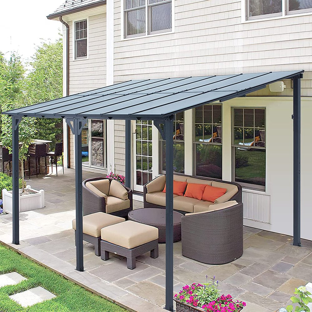 AECOJOY 10' x 14' Hardtop Gazebo Outdoor Aluminum Pergola for Garden, Patio, Backyard-Gray