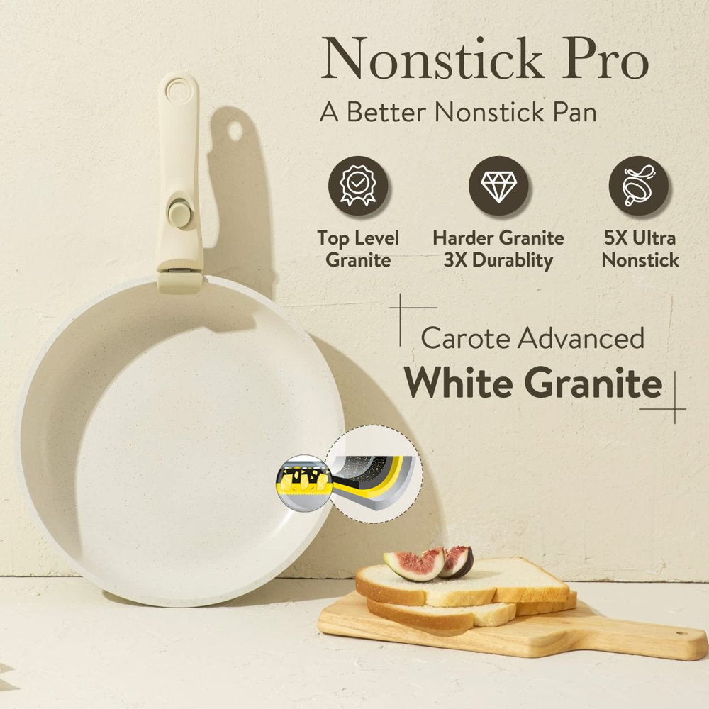 Carote Nonstick Cookware Sets, 9 Pcs Granite Non Stick Pots and Pans Set with Removable Handle