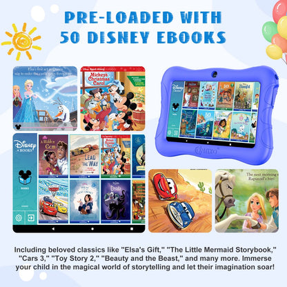 Contixo 7" Kids Tablet 32GB, 50+ Disney Storybooks, Protective Case w/ Kickstand, (2023 Model) - Dark Blue