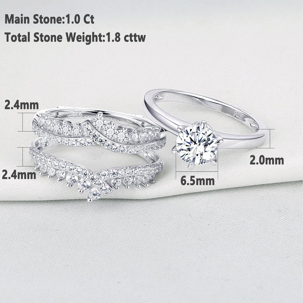 Newshe Wedding Rings for Women Engagement Ring Enhancer Band Bridal Set Sterling Silver 1.8Ct Cz Size 7