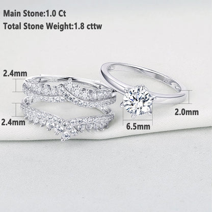 Newshe Wedding Rings for Women Engagement Ring Enhancer Band Bridal Set Sterling Silver 1.8Ct Cz Size 7