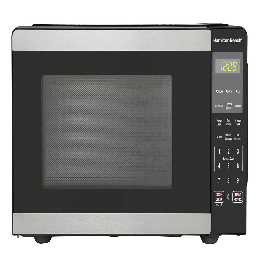 Hamilton Beach 0.9 Cu. Ft. Countertop Microwave Oven, 900 Watts, Black Stainless Steel, New