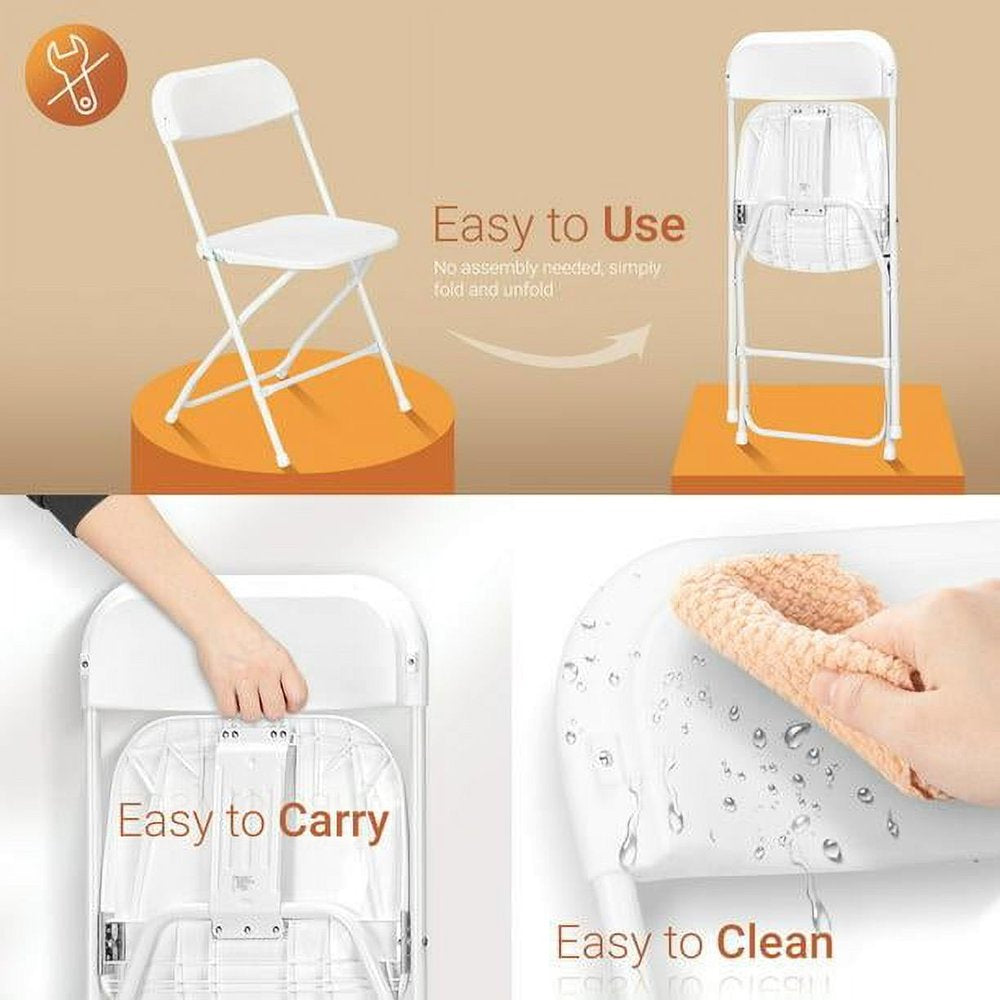 Ktaxon 10 Pack Commercial Plastic Folding Chairs Stackable Wedding Party Chairs for Adults, White