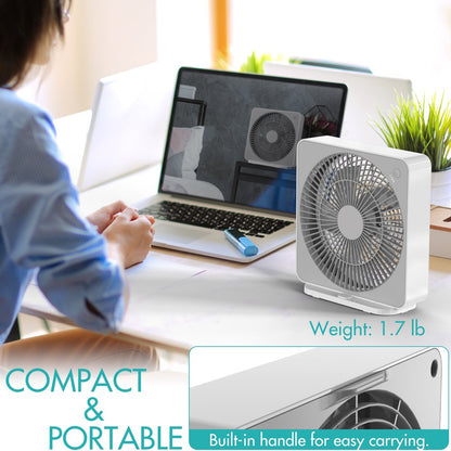 Panergy 10 Inch Box Fan, 3 Strong Speeds, Aromatherapy Function, AC Adapter Powered Electric Fan, Air Circulator Floor Fan for Home Office Garage