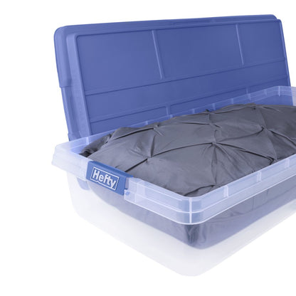 Hefty 63 Qt. Clear Storage Bin with Blue HI-RISE Lid