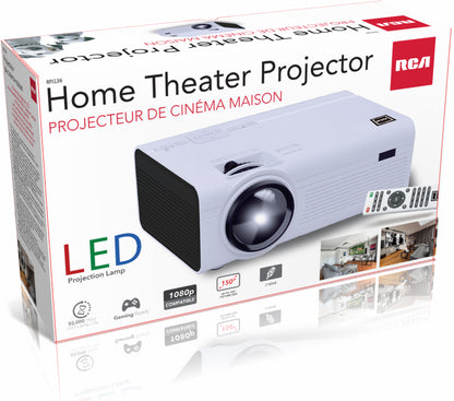 RCA 480P LCD Home Theater Projector - Up to 130" RPJ136, 1.5 LB, White