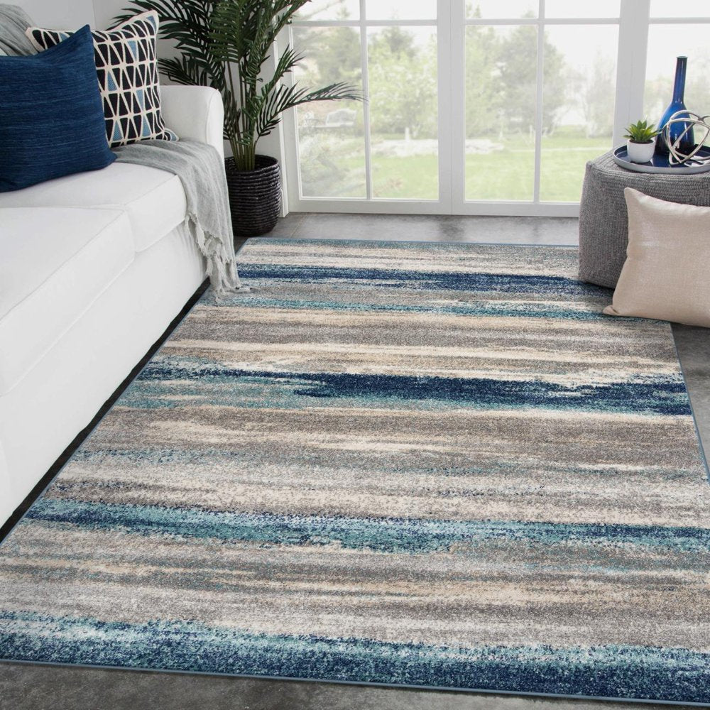 Luxe Weavers Lagos Collection 7501 Blue 8x10 Abstract Area Rug