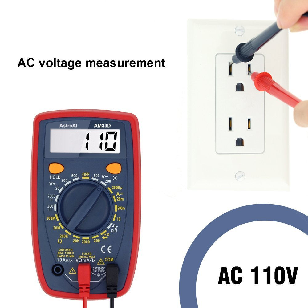 Multimeter Tester, Digital LCD Multimeter 2000 Counts, AstroAI Electrical Tester Meter, Voltmeter for Gift