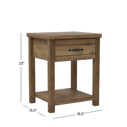 Hillsdale Lancaster Farmhouse 1 Drawer Nightstand, Set of 2, Knotty Oak