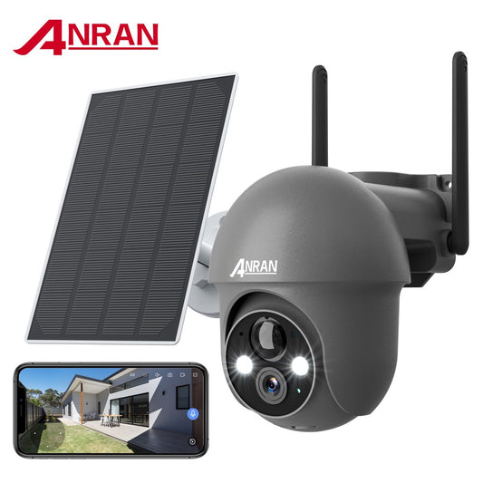 Wireless Solar Security Camera Outdoor with 360° View, 2K Outdoor Security Camera with Smart Siren, Spotlights, Color Night Vision, PIR Human Detection, Pan Tilt Control, 2-Way Talk