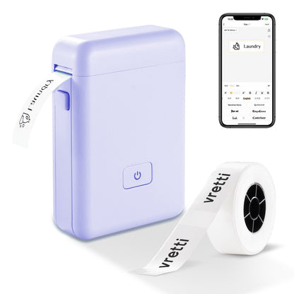 VRETTI HP2 Label Maker Machine with Tape, Portable Bluetooth Label Printer, Small Sticker Printing Machine Compatible with iOS + Android,Easy to Use Inkless Rechargeable heat for Home Office