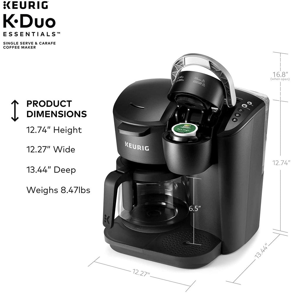 Keurig K-Duo Essentials Black Single-Serve K-Cup Pod Coffee Maker, Black