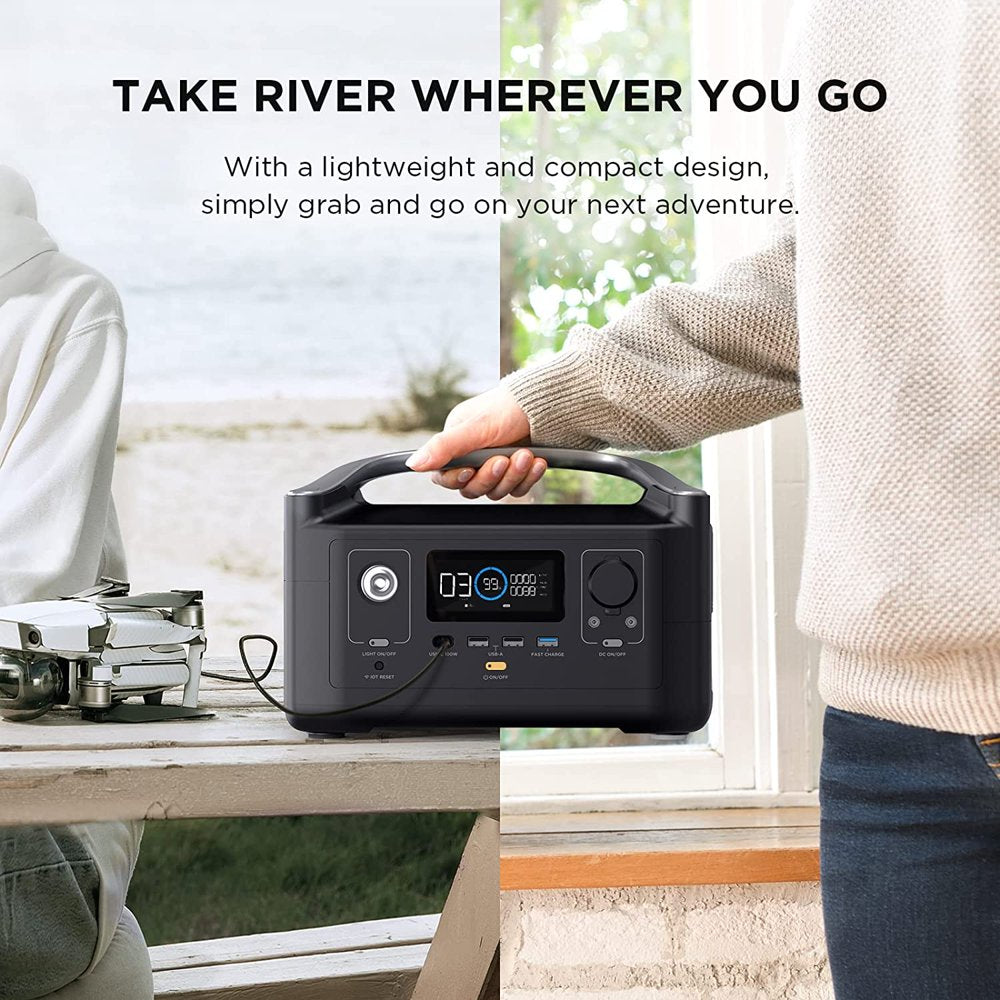 EcoFlow RIVER 600 Portable Power Station 288Wh Capacity,Solar Generator,600W AC Output for Outdoor Camping,Home Backup,Emergency,RV,off-Grid