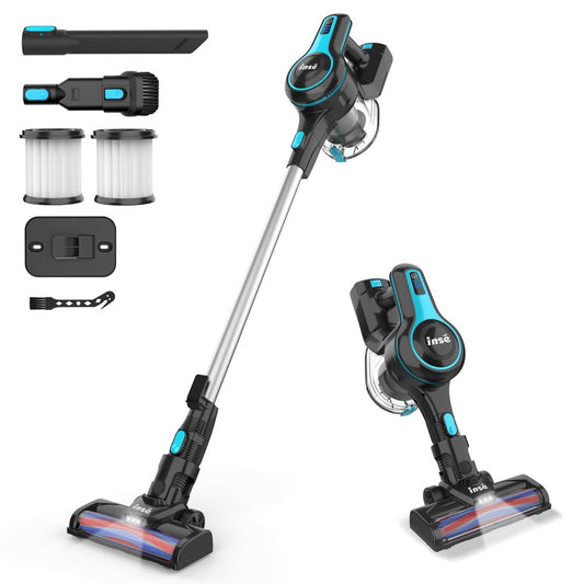 INSE Cordless Vacuum Cleaner, 6 in 1 Powerful Suction Lightweight Stick Vacuum with 2200Mah Rechargeable Battery, up to 45Min Runtime, for Home Furniture Hard Floor Carpet Car Hair