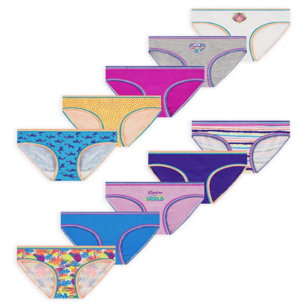 Wonder Nation Girls Brief Underwear, 10-Pack, Sizes 4-18 & Plus