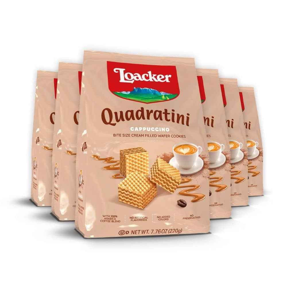 Quadratini Hazelnut, NON-GMO Bite-size Wafer Cookie, 8.82 oz, pack of 6