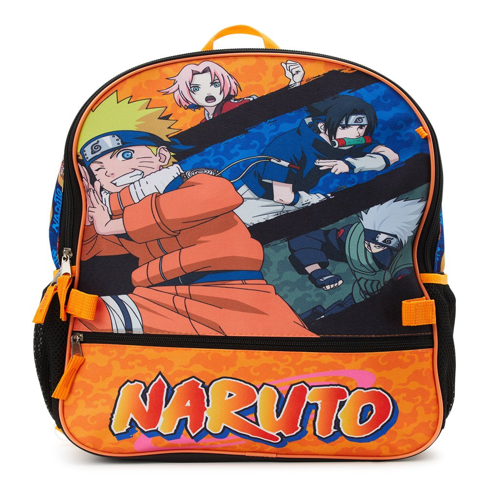 Naruto Shippuden Squad 17" Laptop Backpack and Lunch Bag Set, 4-Piece, Orange